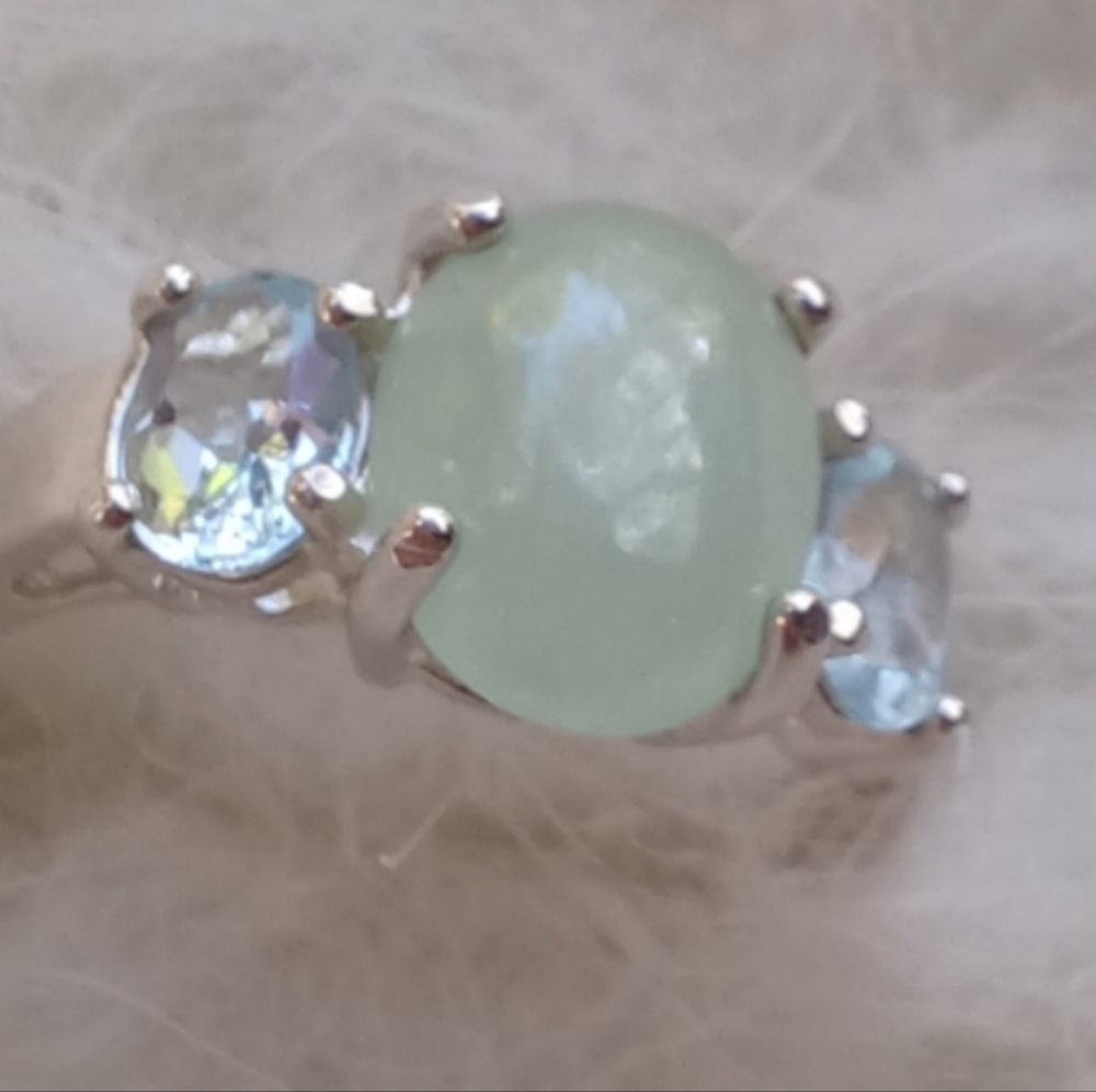 Avon Jade and Blue Topaz Ring.
